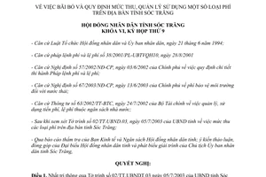 Nghị quyết 09/2003/NQ.HĐNDT.6 mức thu quản lý sử dụng một số loại phí Sóc Trăng