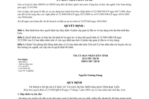 Quyết định 21/2003/QĐ-UB Quy định phân cấp quản lý đầu tư xây dựng