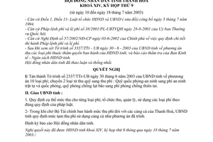 Nghị quyết 32/2003/NQ-HĐND  thu các loại phí