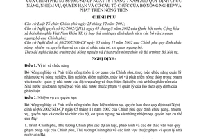 Nghị định 86/2003/NĐ-CP chức năng, nhiệm vụ, quyền hạn cơ cấu tổ chức  Bộ Nông nghiệp và Phát triển nông thôn