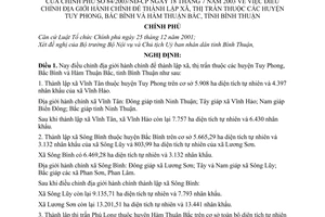 Nghị định 84/2003/NĐ-CP điều chỉnh địa giới hành chính để thành lập xã, thị trấn thuộc huyện Tuy Phong, Bắc Bình và Hàm Thuận Bắc tỉnh Bình Thuận