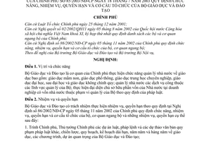 Nghị định 85/2003/NĐ-CP chức năng, nhiệm vụ, quyền hạn cơ cấu tổ chức của Bộ Giáo dục và Đào tạo