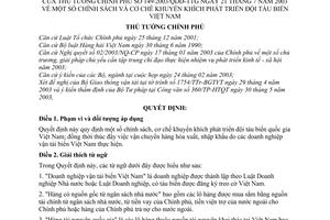 Quyết định 149/2003/QĐ-TTg chính sách khuyến khích phát triển đội tàu biển Việt Nam