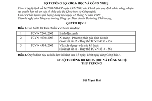 Quyết định 19/2003/QĐ-BKHCN Tiêu chuẩn Việt Nam  TCVN 7240: 2003 TCVN 4030: 2003  TCVN 4314: 2003