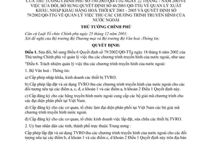 Quyết định 150/2003/QĐ-TTg quản lý xuất nhập khẩu hàng hoá thu chưong trình nước ngoài sửa đổi Quyết định 46/2001/QĐ-TTg  Quyết định 79/2002/QĐ-TTg