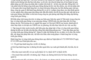 Chỉ thị 25/2003/CT-UB bảo vệ công trình giao thông hành lang đường bộ Bình Định