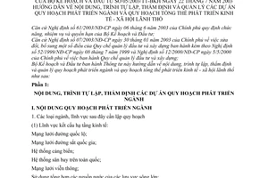 Thông tư 05/2003/TT-BKH hướng dẫn nội dung, trình tự lập, thẩm định và quản lý dự án quy hoạch phát triển ngành và tổng thể phát triển kinh tế-xã hội