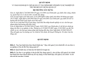 Quyết định 20/2003/QĐ-BXD Quy chế quản lý tài chính đối với đơn vị sự nghiệp có thu do Bộ Xây dựng quản lý