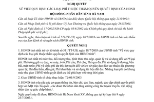 Nghị quyết 44/2003/NQ-HĐND phí thuộc thẩm quyền quyết định của HĐND Hà Nam