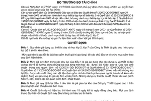 Quyết định 101/2003/QĐ-BTC giá thiết bị dạy học lớp 2, lớp 7 Công ty Thiết bị giáo dục I