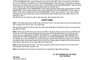 Quyết định 100/2003/QĐ-BTC giá thiết bị dạy  học lớp 2, 7