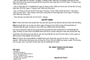 Quyết định 121/2003/QĐ-UB Quy định giá các loại đất trên địa bàn thành phố Đà Nẵng