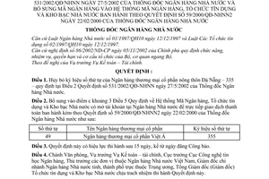 Quyết định 816/2003/QĐ-NHNN hủy bỏ Mã Ngân hàng quy định tại Điều 2 Quyết định 531/2002/QĐ/NHNN Quyết định  59/2000/QĐ-NHNN2