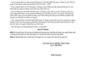 Quyết định 54/2003/QĐ-QLD danh mục mỹ phẩm được cấp số lưu hành tại Vệt Nam