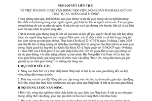 Nghị quyết liên tịch 661/2003/NQLT-HNDVN-UBATGTQG tổ chức cuộc vận động Hội viên, nông dân tham gia giữ gìn trật tự an toàn giao thông