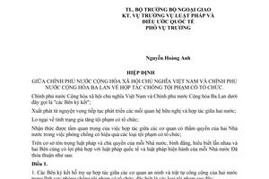 Hiệp định hợp tác chống tội phạm có tổ chức giữa Việt Nam Balan 2003