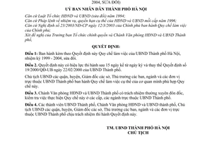 Quyết định 88/2003/QĐ-UB  Quy chế làm việc Uỷ ban nhân Thành phố Hà Nội nhiệm kỳ 1999 -2004, sửa đổi