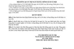 Quyết định 783/QĐ-HĐQTquy chế tổ chức hoạt động tổ tiết kiệm