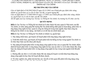 Quyết định 117/2003/QĐ-BTC chức năng, nhiệm vụ, quyền hạn cơ cấu tổ chức Cục Tin học và Thống kê tài chính