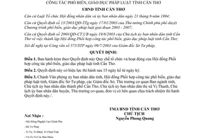 Quyết định 53/2003/QĐ-UB tổ chức hoạt động Hội đồng Phối hợp công tác phổ biến giáo dục pháp luật Cần Thơ