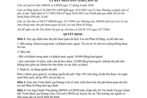 Quyết định 329/2003/QĐ-UB mức thu phí tham quan du lịch Leo núi Phan Si Păng