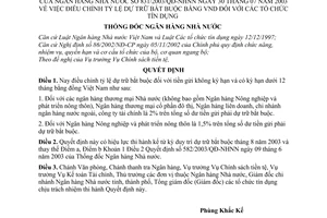 Quyết định 831/2003/QĐ-NHNN điều chỉnh tỷ lệ dự trữ bắt buộc bằng VND đối với tổ chức tín dụng