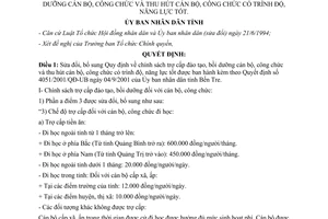 Quyết định 2103/2003/QĐ-UB sửa đổi trợ cấp đào tạo bồi dưỡng cán bộ công chức Bến Tre