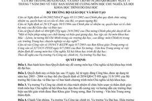 Quyết định 34/2003/QĐ-BGDĐT Đề cương môn học Chủ nghĩa xã hội khoa học trình độ đại học