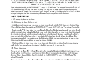 Thông tư 73/2003/TT-BTC hướng dẫn thực hiện Quy chế góp vốn, mua cổ phần của nhà đầu tư nước ngoài trong doanh nghiệp Việt Nam