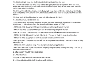 Tiêu chuẩn ngành 14TCN 9:2003 về công trình thuỷ lợi - Kênh đất - Yêu cầu kỹ thuật thi công và nghiệm thu do Bộ Nông nghiệp và Phát triển nông thôn ban hành