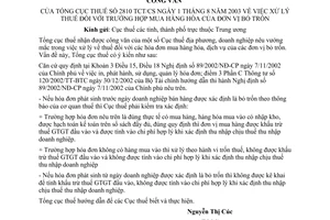 Công văn 2810/TCT/CS xử thuế trường hợp mua hàng hoá của đơn vị bỏ trốn