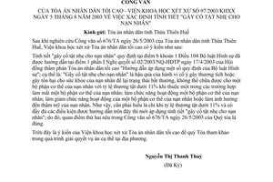 Công văn 97/2003/KHXX xác định tình tiết gây cố tật nhẹ cho nạn nhân