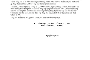 Công văn 2961 TCT/CS thuế suất thuế GTGT