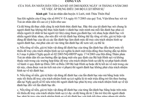 Công văn 105/2003/KHXX áp dụng luật Hình sự