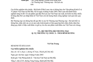 Công văn 3749/TM-CATBD Đài Loan kiểm tra Đậu Hà Lan Việt Nam sản xuất