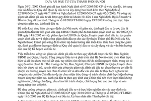 Chỉ thị 27/2003/CT-UB tổ chức triển khai thực hiện công tác giám sát, đánh giá dự án đầu tư Hà Nội