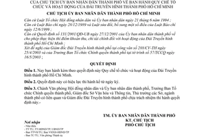 Quyết định 134/2003/QĐ-UB Quy chế tổ chức hoạt động Đài Truyền hình thành phố Hồ Chí Minh