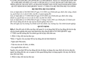 Quyết định 123/2003/QĐ-BTC sửa đổi Quy chế quản lý sử dụng Quỹ Hỗ trợ lao động dôi dư do sắp xếp lại doanh nghiệp nhà nước Quyết định 85/2002/QĐ-BTC
