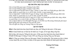 Quyết định 124/2003/QĐ-BTC Quy chế Thống kê nhà nước về Hải quan