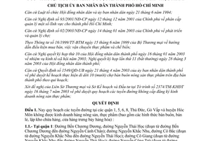 Quyết định 2987/QĐ-UB năm 2003 phê duyệt quy hoạch tuyến đường tại quận 1 5 6 8