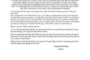 Thông tư 75/2003/TT-BTC thi hành Luật thuế thu nhập doanh nghiệp hướng dẫn sửa đổi TT  18/2002/TT-BTC