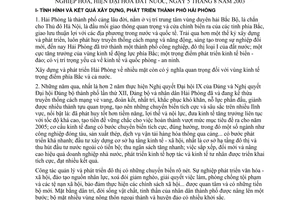 Nghị quyết 32-NQ/TW xây dựng và phát triển thành phố Hải phòng trong thời kỳ công nghiệp hoá, hiện đại hoá đất nước, ngày 5 tháng 8 năm 2003