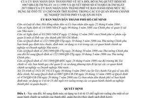 Quyết định 143/2003/QĐ-UB định mức ôtô 15 chỗ ngồi trở xuống trong cơ quan hành chánh sự nghiệp thành phố quận huyện sửa đổi QĐ 6967 4734/QĐ-UB-TM