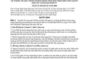 Quyết định 864/2003/QĐ-NHNN Quy chế quản lý, sử dụng hệ thống tin học ngành Ngân hàng Sửa đổi Quyết định 14/2000/QĐ-NHNN16