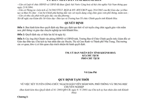 Quyết định 61/2003/QĐ-UB Quy định tạm thời xét tuyển công chức ngạch giáo viên