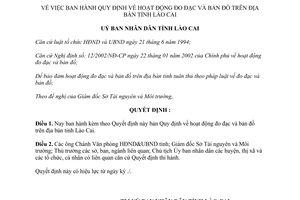 Quyết định 347/2003/QĐ-UBND hoạt động đo đạc bản đồ trên tỉnh Lào Cai
