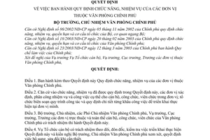 Quyết định 09/2003/QĐ-VPCP chức năng, nhiệm vụ của đơn vị thuộc Văn phòng Chính phủ