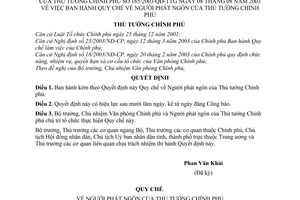 Quyết định 165/2003/QĐ-TTg Quy chế Người phát ngôn Thủ tướng Chính phủ