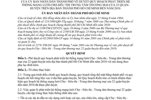 Quyết định 144/2003/QĐ-UB duyệt quy hoạch phát triển hệ thống mạng lưới Chợ-Siêu thịTrung tâm thương mại 22 quận-huyện TP HCM đến 2010