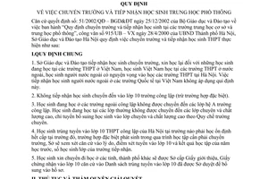 Quy định 1533/QĐ-SGD&ĐT chuyển trường và tiếp nhận học sinh trung học phổ thông